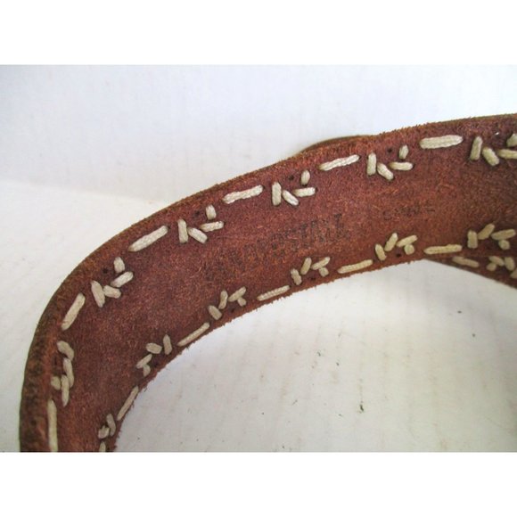 *Aeropostale Brown Leather Belt BOHO Design Jute Stitching Trim - Small main image 4